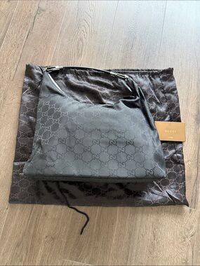 Gucci Black GG Monogram Shoulder Hobo Bag